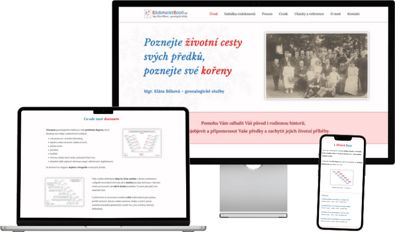Ukázka webu od Kláry Bílkové - krizovatkyrodu.cz